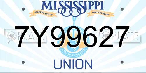 7Y99627 Mississippi License Plate