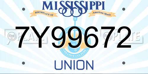 7Y99672 Mississippi License Plate