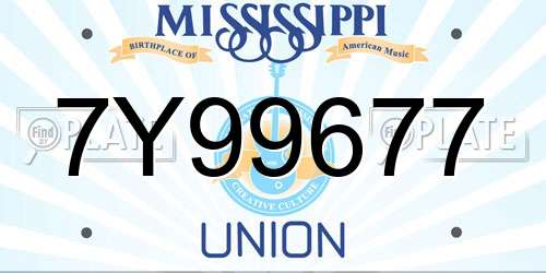 7Y99677 Mississippi License Plate