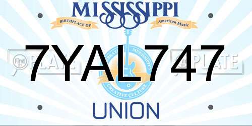 7YAL747 Mississippi License Plate