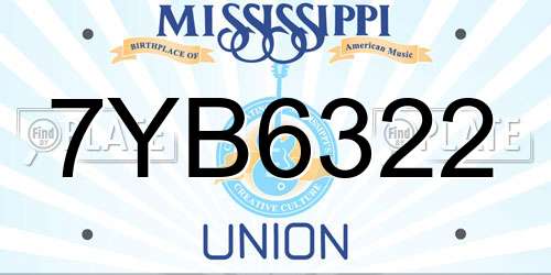 7YB6322 Mississippi License Plate