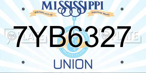 7YB6327 Mississippi License Plate