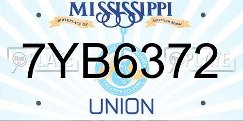 7YB6372 Mississippi License Plate