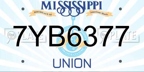 7YB6377 Mississippi License Plate