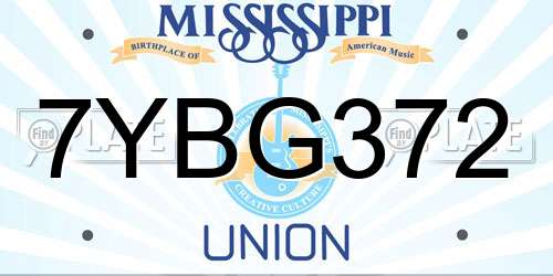 7YBG372 Mississippi License Plate