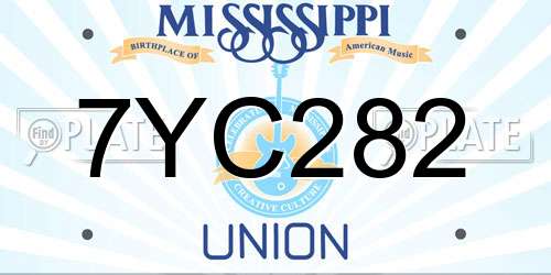 7YC282 Mississippi License Plate