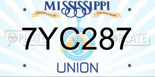 7YC287 Mississippi License Plate