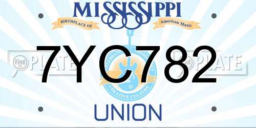 7YC782 Mississippi License Plate