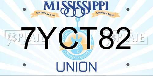 7YCT82 Mississippi License Plate