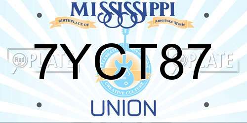 7YCT87 Mississippi License Plate