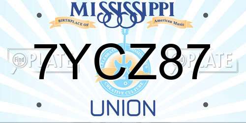 7YCZ87 Mississippi License Plate