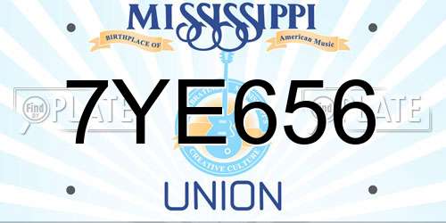 7YE656 Mississippi License Plate
