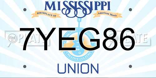 7YEG86 Mississippi License Plate