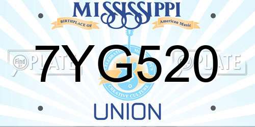 7YG520 Mississippi License Plate