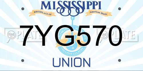 7YG570 Mississippi License Plate