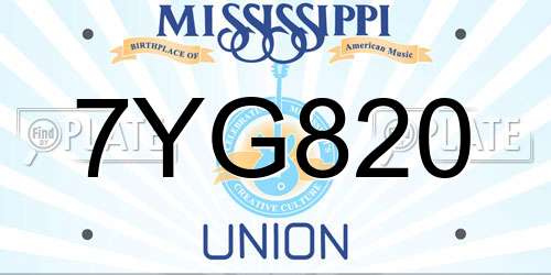 7YG820 Mississippi License Plate
