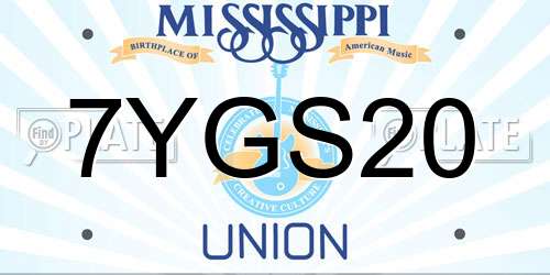 7YGS20 Mississippi License Plate