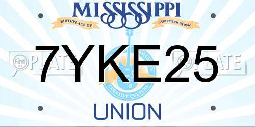 7YKE25 Mississippi License Plate