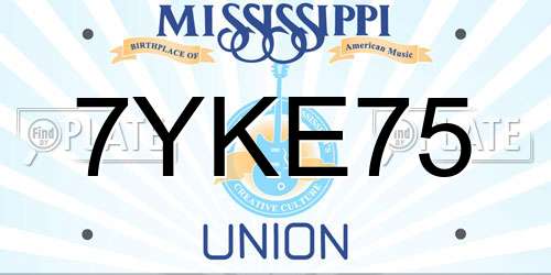 7YKE75 Mississippi License Plate