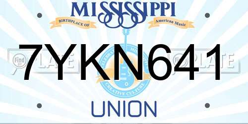 7YKN641 Mississippi License Plate