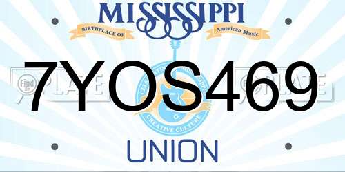 7YOS469 Mississippi License Plate