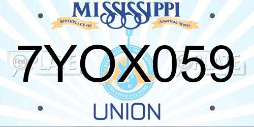 7YOX059 Mississippi License Plate
