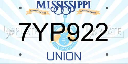 7YP922 Mississippi License Plate