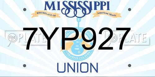 7YP927 Mississippi License Plate