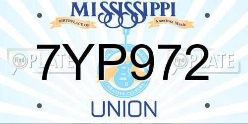 7YP972 Mississippi License Plate