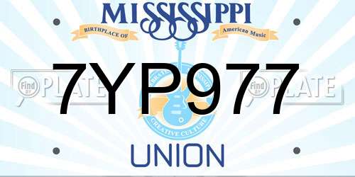 7YP977 Mississippi License Plate