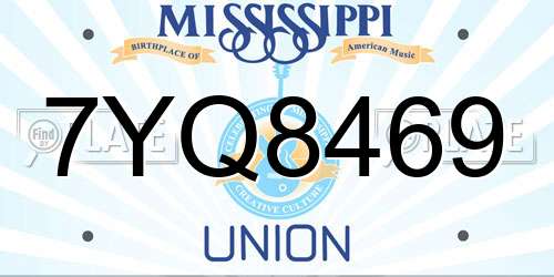 7YQ8469 Mississippi License Plate