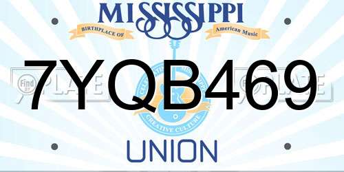 7YQB469 Mississippi License Plate