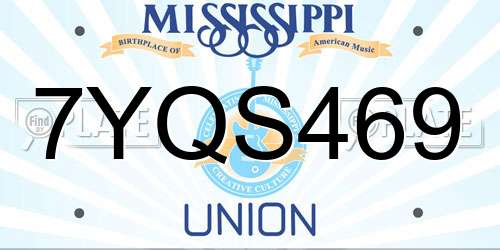 7YQS469 Mississippi License Plate