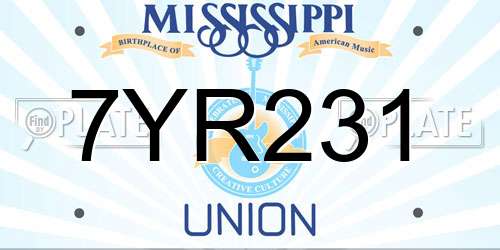 7YR231 Mississippi License Plate