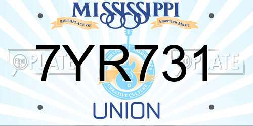 7YR731 Mississippi License Plate