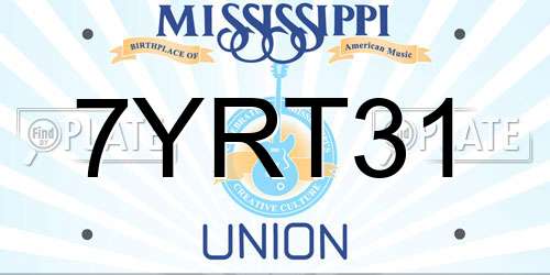 7YRT31 Mississippi License Plate