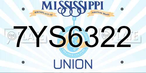 7YS6322 Mississippi License Plate