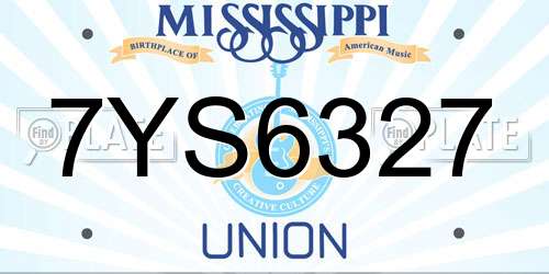 7YS6327 Mississippi License Plate