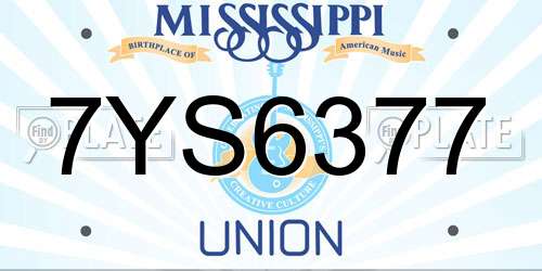 7YS6377 Mississippi License Plate