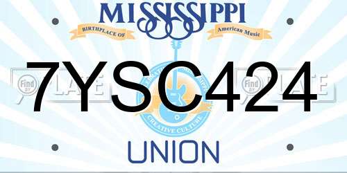 7YSC424 Mississippi License Plate