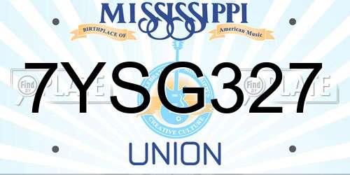 7YSG327 Mississippi License Plate