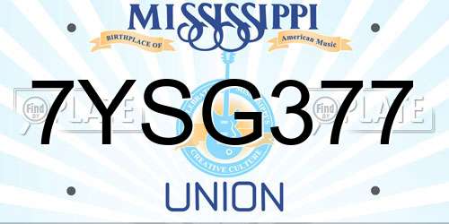 7YSG377 Mississippi License Plate