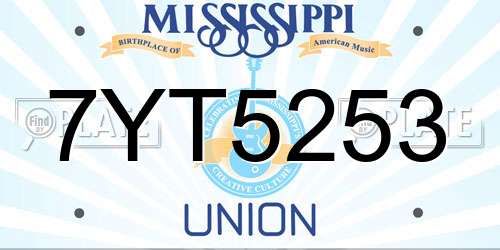 7YT5253 Mississippi License Plate