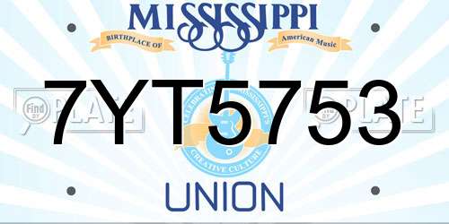 7YT5753 Mississippi License Plate