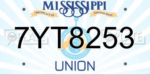 7YT8253 Mississippi License Plate
