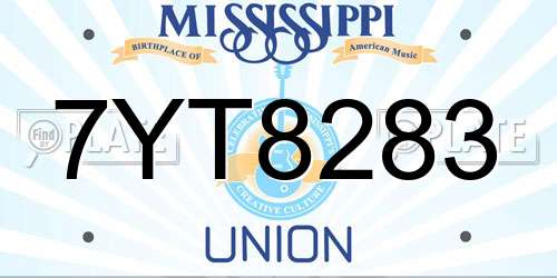 7YT8283 Mississippi License Plate