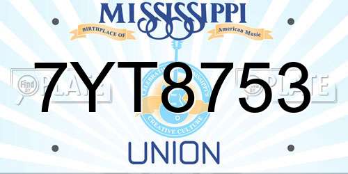 7YT8753 Mississippi License Plate