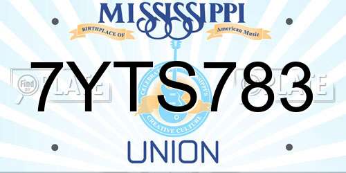 7YTS783 Mississippi License Plate