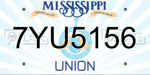 7YU5156 Mississippi License Plate