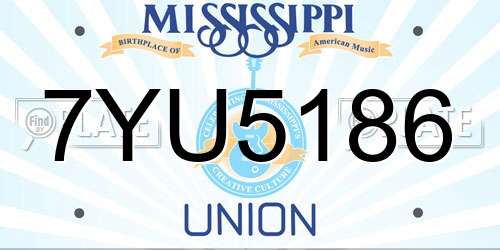7YU5186 Mississippi License Plate